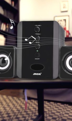 3W 트레블·베이스 독립 조절 미니 서브우퍼 후면 3인치 베이스 스피커 DV 5V & USB 5V 유선 스피커 태블릿 PC 호환