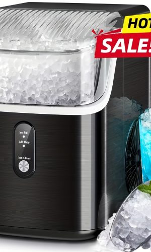 페블 아이스 제빙기,펠릿형 얼음 생성,35파운드 너겟 얼음,탁상형 제빙기,자동 세척 기능,부드러운 씹는 얼음 제조기,소닉 아이스 메이커 (카운터탑용)