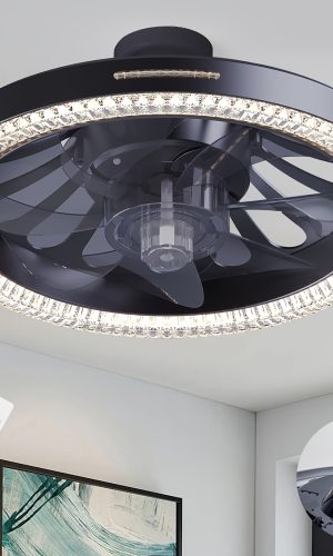 13인치 스마트 모던 천장형 선풍기 (조명 및 리모컨 포함),E26/E27 소켓으로 설치가 간편한 팬 조명,3단계 풍속 조절,3가지 색상(3000-6500K) 조절 가능한 LED 조명,다양한 공간에 적합