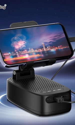 NewRixing 6W 무선 스피커 휴대폰 거치대 포함 TWS 듀얼 페어링 1800mAh 배터리 핸즈프리 통화 휴대용 보조배터리 6시간 재생 Hi-Fi 사운드 강력한 스테레오·딥 베이스 USB-C 충전 실내·야외 겸용 조절식 스탠드 내구성 강화