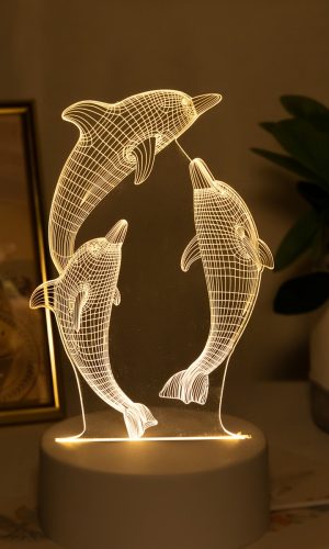 거실·침실용 크리에이티브 3D 발광 돌고래 USB 나이트 라이트