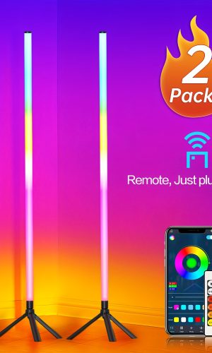 코너 플로어 램프 360° 컬러 체인지 무선 APP 지원 리모컨 음악 싱크 1,600만 DIY 컬러 타이머 기능 거실·게이밍룸용