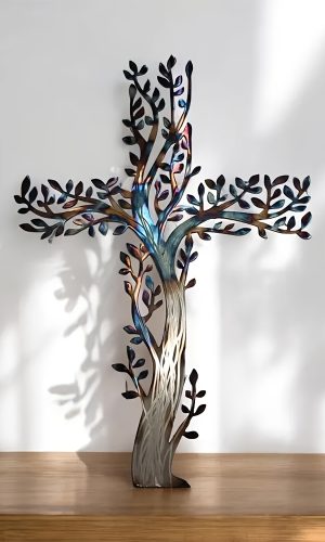 생명의 나무 크로스 디자인 내추럴 스타일 메탈 월 아트