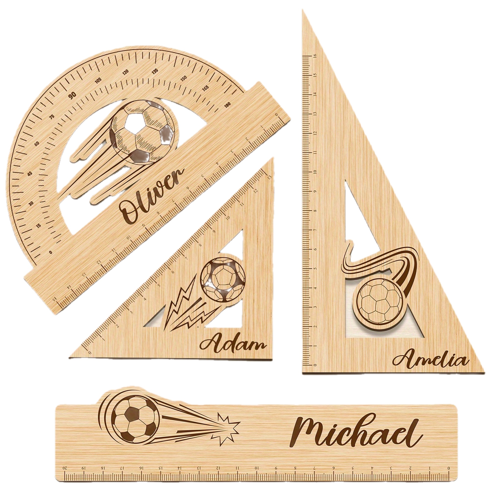 Fset 패셔네이트 풋볼 테마 커스터마이즈 우드 자 세트