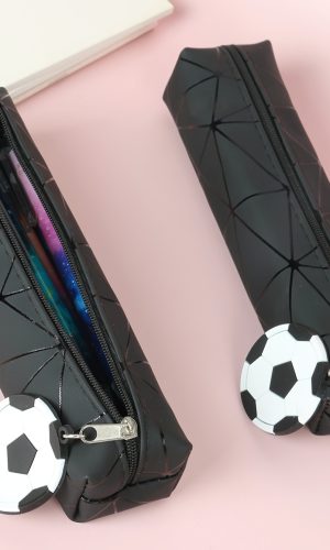 블랙 기하학 풋볼 키체인 다기능 문구 수납 펜슬 케이스