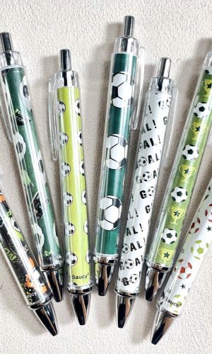 JEEWEYSAUCY 축구 테마 리트랙터블 볼펜 파인 포인트 내구성 플라스틱 비비드 스포츠 디자인