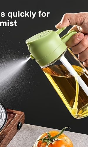 2in1 휴대용 오일 스프레이 & 붓기 겸용 용기 올리브오일 전용 470ml 플라스틱 주방 오일병