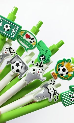 풋볼 스포츠 시리즈 필기용 오피스 볼펜 크리에이티브 축구 테마 PVC 소프트 러버 패치 펜 컬러 랜덤