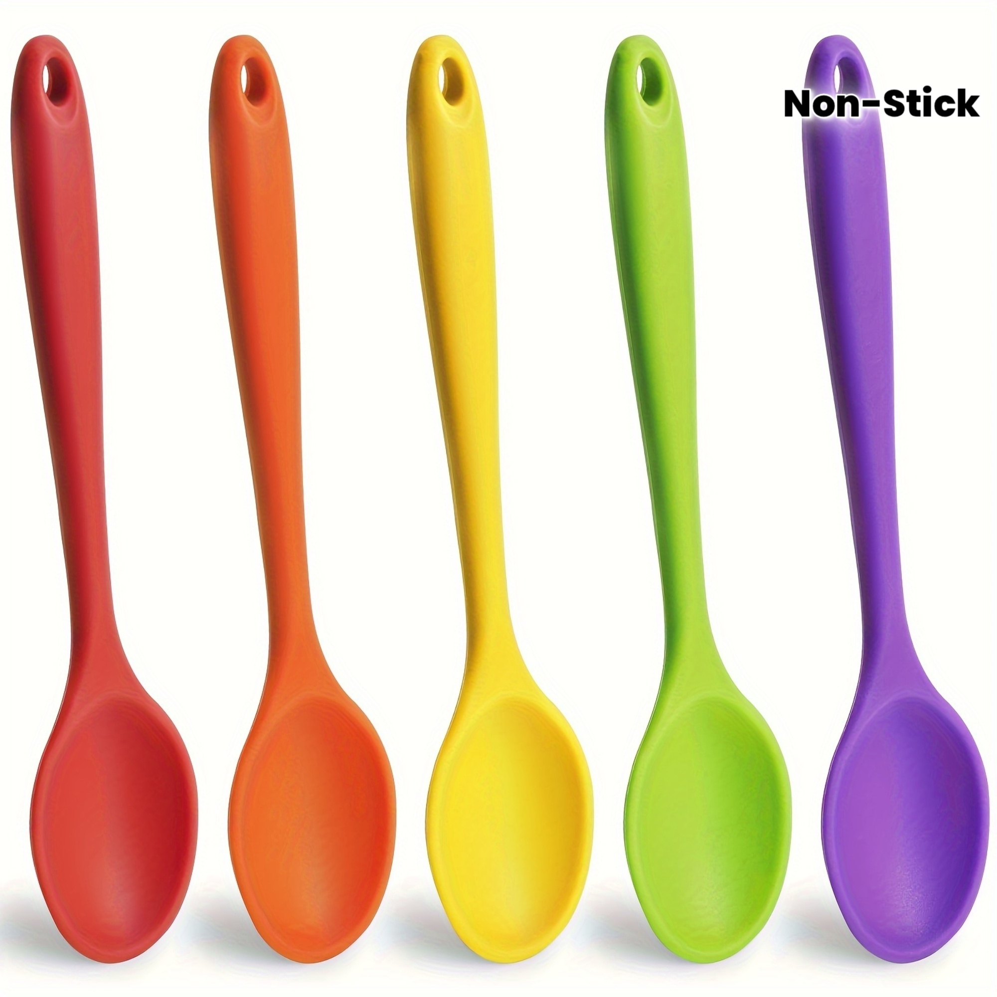 실리콘 스푼 20.32cm 내열 논스틱 주방용 실리콘 티 스푼