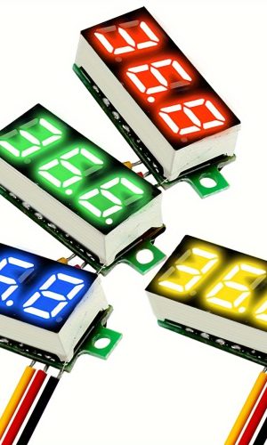 미니 디지털 전압계 DC 0.28인치 3라인 DC 0–100V 전압 테스터 LED 디스플레이 역극성 보호 기능