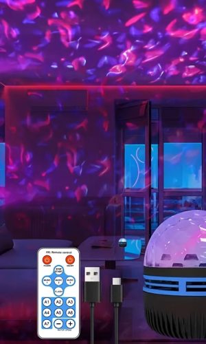 USB 전원 워터 리플 프로젝터 RGB 라이트 컬러 체인지 에너지 절약 테이블탑 무드 조명