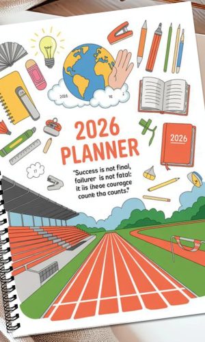 8.27 x 5.83인치 내구성 종이 스파이럴 제본 A5 2026 컬러 내지 플래너 노트