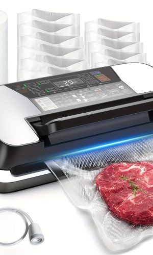 85kPa 식품 진공 밀봉기,12 in 1 식품 밀봉기 진공 밀봉기,쉬운 잠금 손잡이,더블 열 밀봉,내장 커팅기 및 가방 보관함,1 롤 및 10 미리 컷 가방